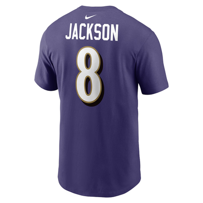 Men's Baltimore Ravens Lamar Jackson Nike Purple Player Name & Number T-Shirt