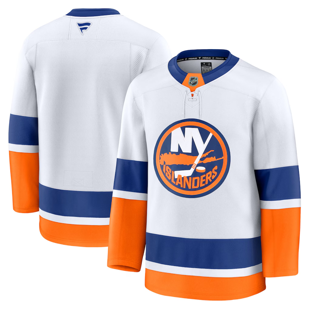 Men's New York Islanders  White Away Premium Blank Jersey
