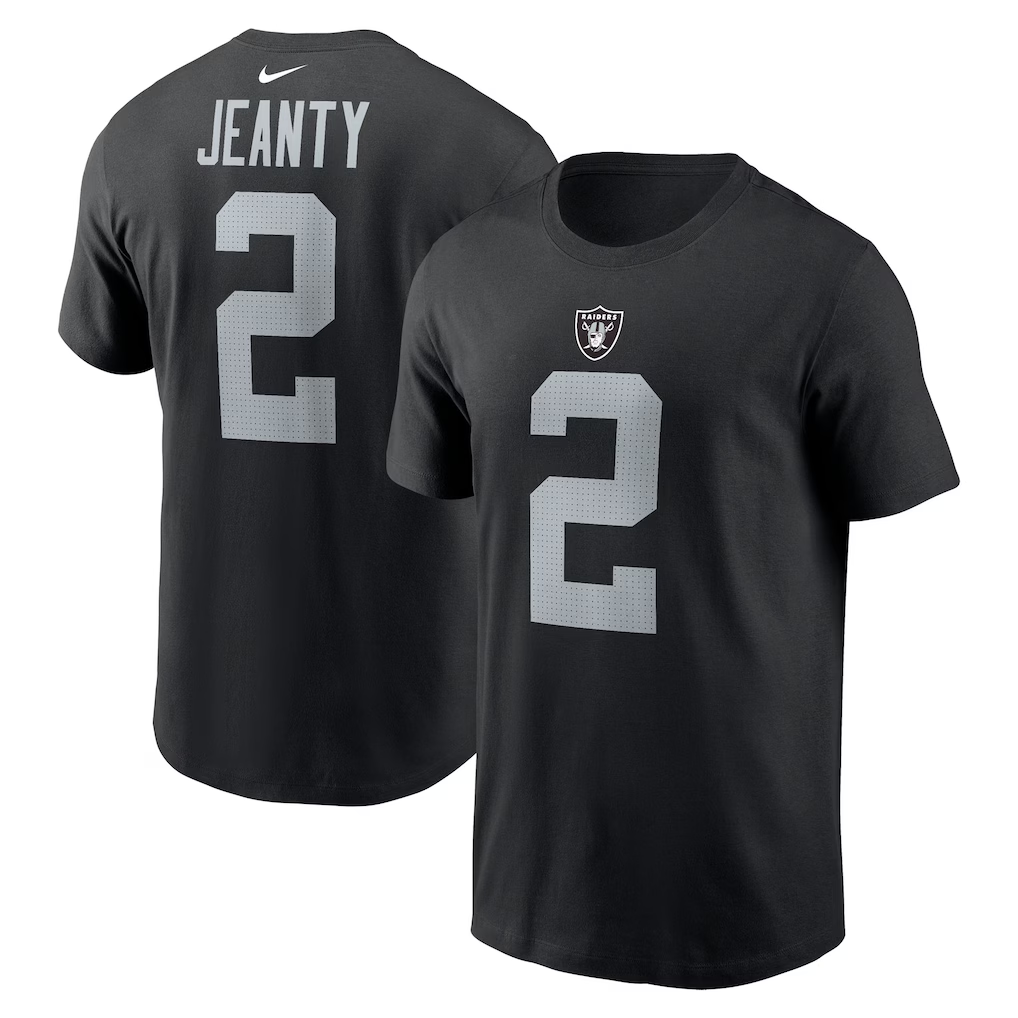 Men's Las Vegas Raiders Ashton Jeanty Nike Black Name & Number T-Shirt