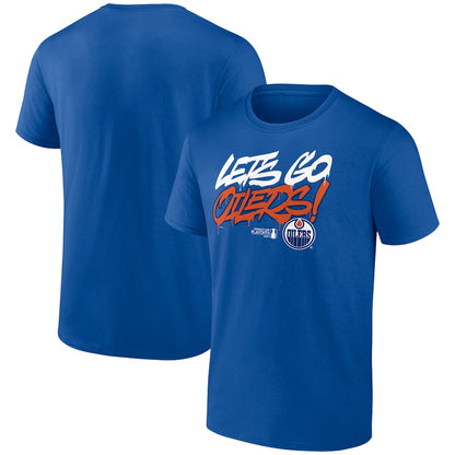 Men's Edmonton Oilers Royal 2025 Stanley Cup Playoffs Slogan T-Shirt