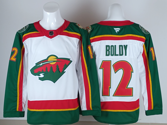 Men's Minnesota Wild Matthew Boldy #12  White Breakaway Player Jersey