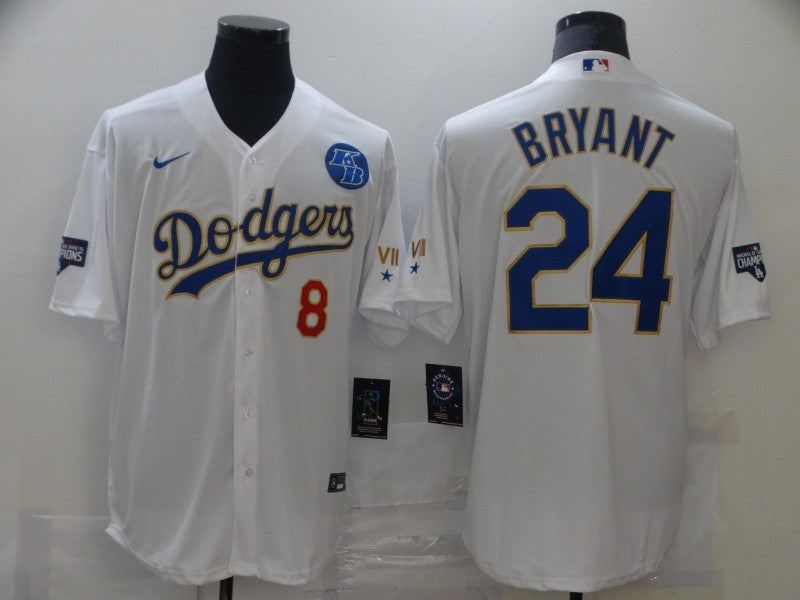 Men's Los Angeles Dodgers Kris Bryant #8-24 White Alternate Game Jersey