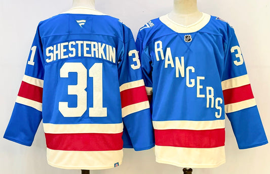 Men's New York Rangers Igor Shesterkin #31 Fanatics Blue Centennial Premium Jersey