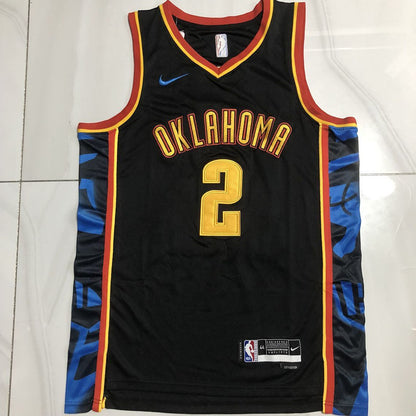 Shai Gilgeous-Alexander Oklahoma City Thunder Black Embroidered  Jersey