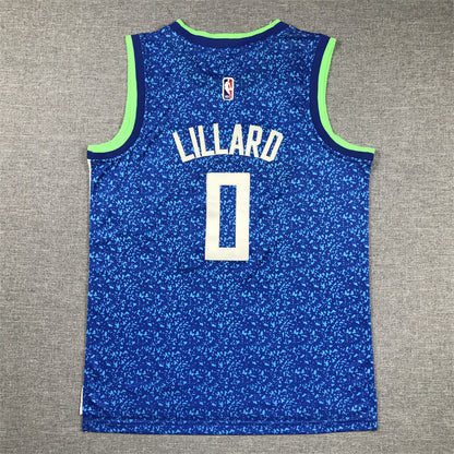 Youth Damian Lillard Milwaukee Bucks #0 City Edition Embroidered Jersey