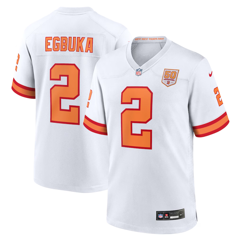 Men's Nike Emeka Egbuka White '76 Tampa Bay Buccaneers Alternate 50th Season Game Jersey