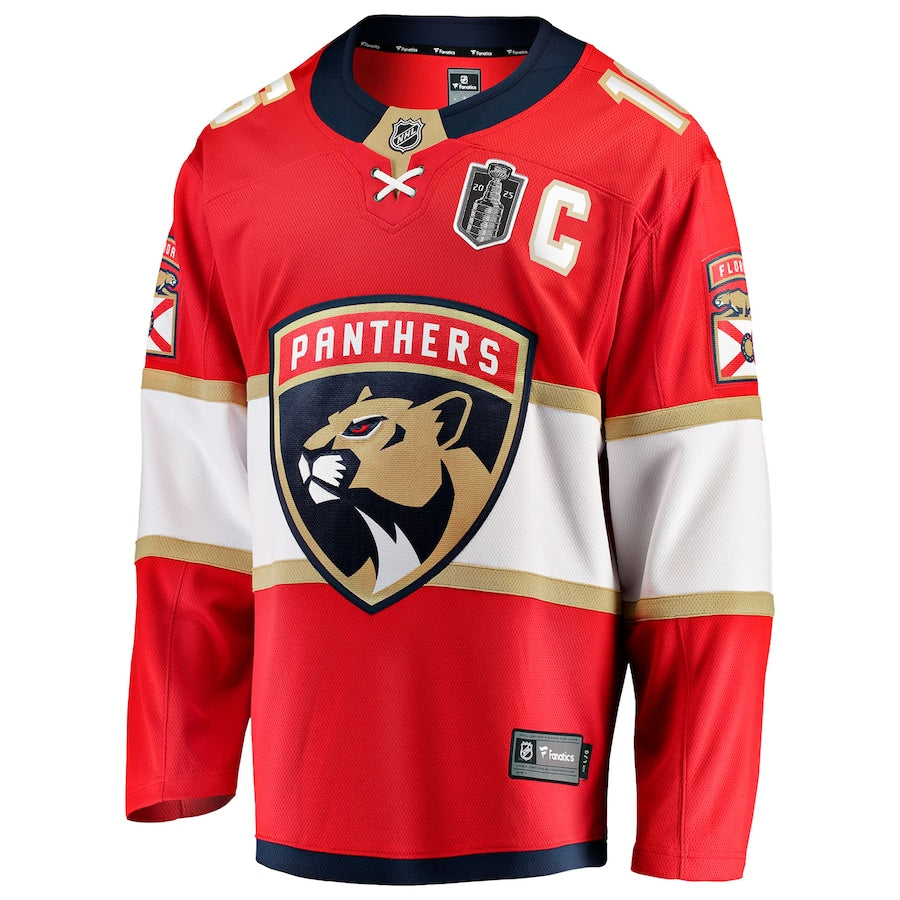 Men's Florida Panthers Aleksander Barkov Fanatics Red 2025 Stanley Cup Final Home Breakaway Player Jersey