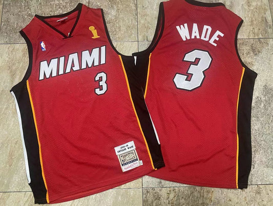 Dwayne Wade Miami Heat Red #3 Embroidered  Jersey