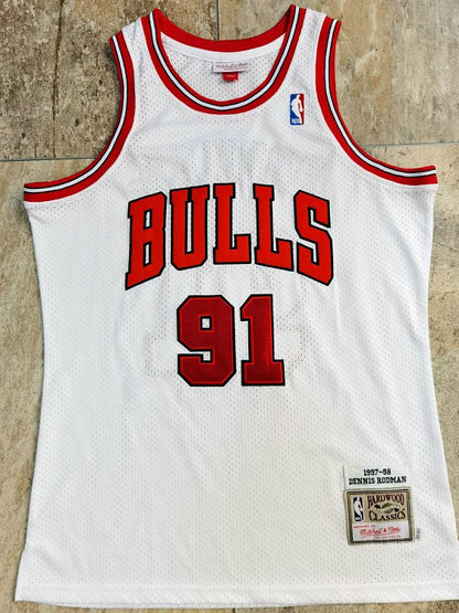 Chicago Bulls Dennis Rodman 91 White Jersey