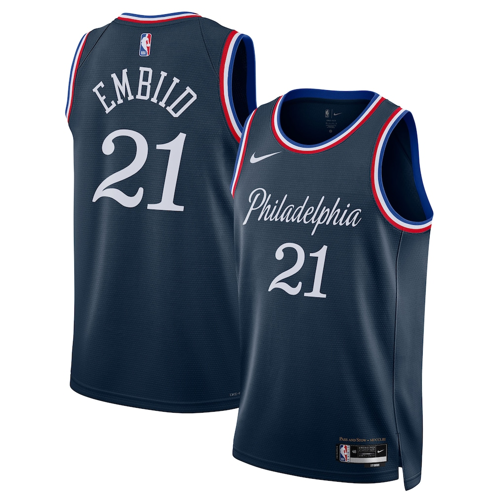 Philadelphia 76ers Joel Embiid Nike Navy 2025/26 Swingman Jersey - City Edition