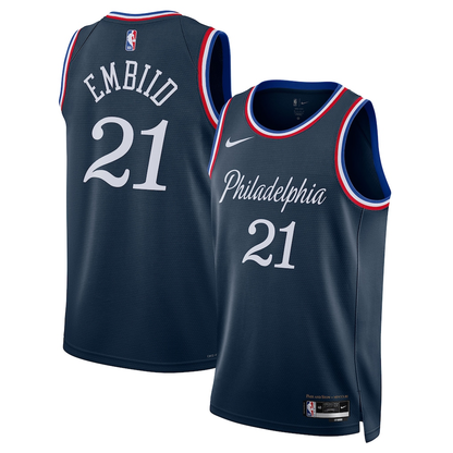 Philadelphia 76ers Joel Embiid Nike Navy 2025/26 Swingman Jersey - City Edition
