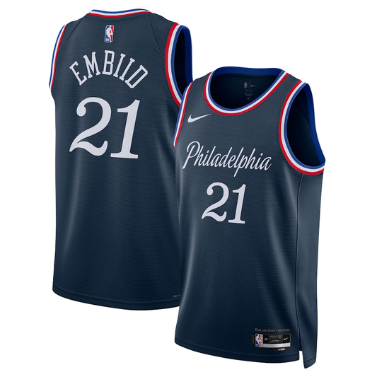 Philadelphia 76ers Joel Embiid Nike Navy 2025/26 Swingman Jersey - City Edition