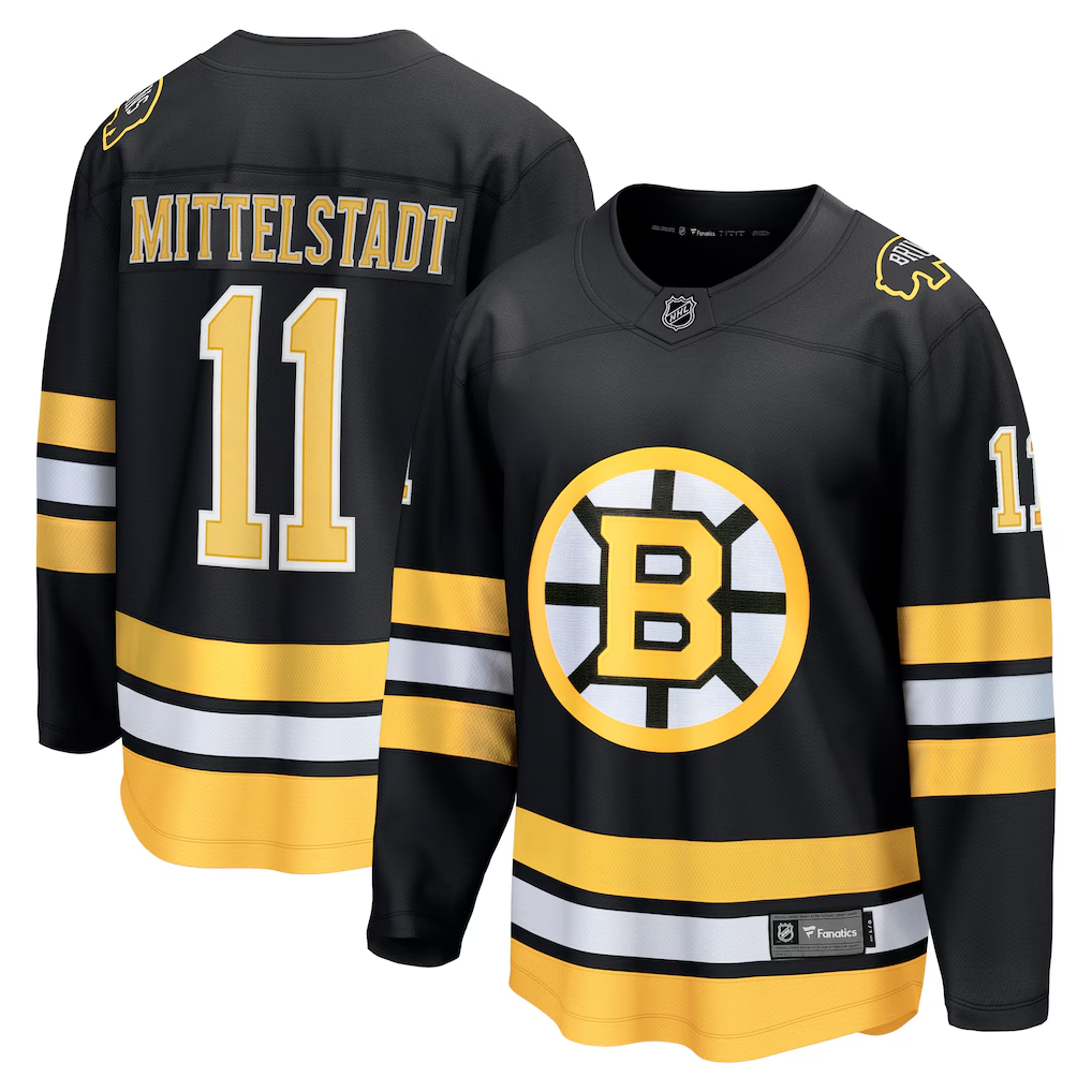 Men's Boston Bruins Casey Mittelstadt #11  Black Home Breakaway Jersey