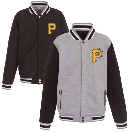 Men's Pittsburgh Pirates JH Design Reversible Fleece Full-Snap Jacket
