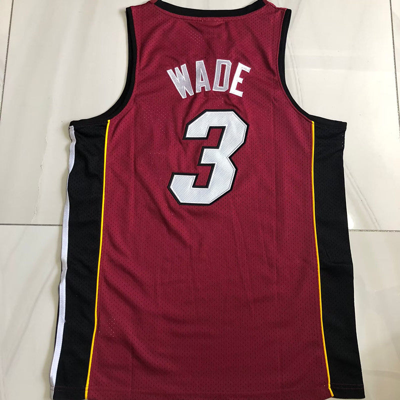 Dwayne Wade Miami Heat Red #3 Embroidered  Jersey