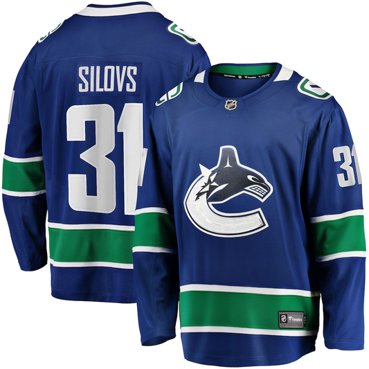 Men's Vancouver Canucks Arturs Silovs #31 Blue Home Breakaway Player Jersey