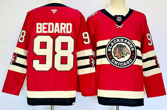 Men's Chicago Blackhawks Connor Bedard #98  Red Game Jersey