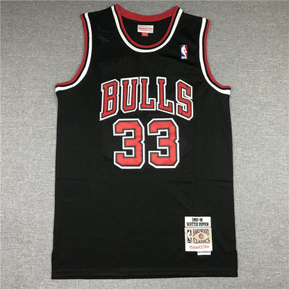 Chicago Bulls Scottie Pippen Thorwback Black Jersey