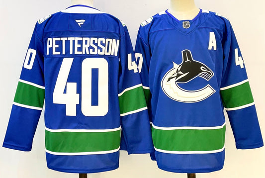 Men's Vancouver Canucks Elias Pettersson #40 Blue Home Premium Jersey