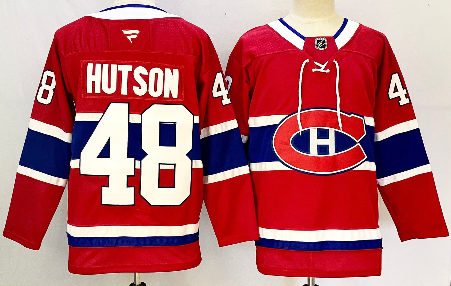 Men's Montreal Canadiens Lane Hutson #48  Red Home Breakaway Jersey
