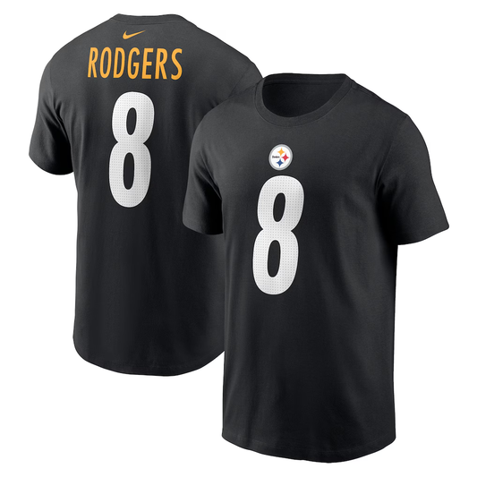 Men's Pittsburgh Steelers Aaron Rodgers Nike Black Name & Number T-Shirt