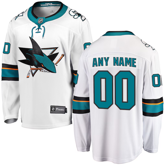Men's San Jose Sharks Fanatics White Away Breakaway Custom Jersey