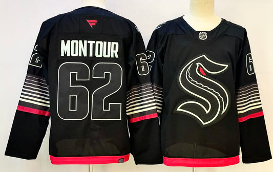 Men's Seattle Kraken Brandon Montour #62 Black Alternate Premium Player Jersey