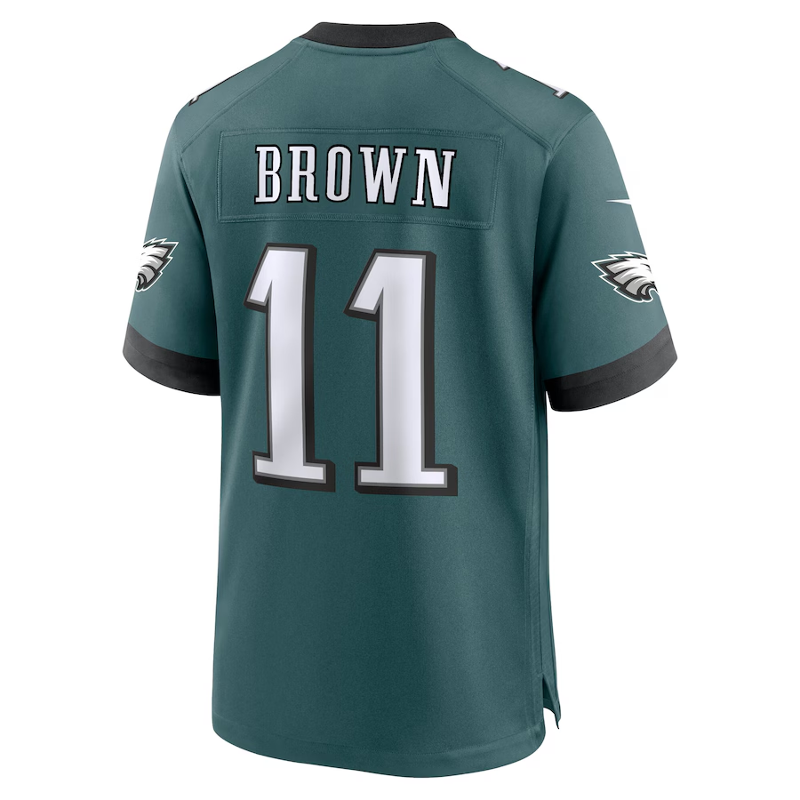 Men's Philadelphia Eagles A.J. Brown Nike Midnight Green Super Bowl LIX Game Player Jersey