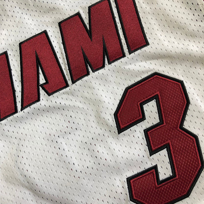Miami Heat 3# Wade White Embroidered  Jersey