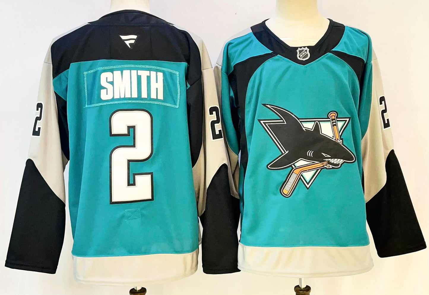 Men's San Jose Sharks Will Smith #2 Teal Premium Player Jersey