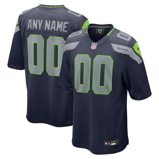 Custom Seattle Seahawks College Navy Game Jersey