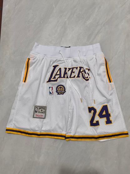 Los Angeles Lakers White Retro Pocket Shorts #24