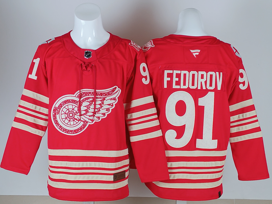 Men's Detroit Red Wings Sergei Fedorov #91  Red Breakaway Player Jersey