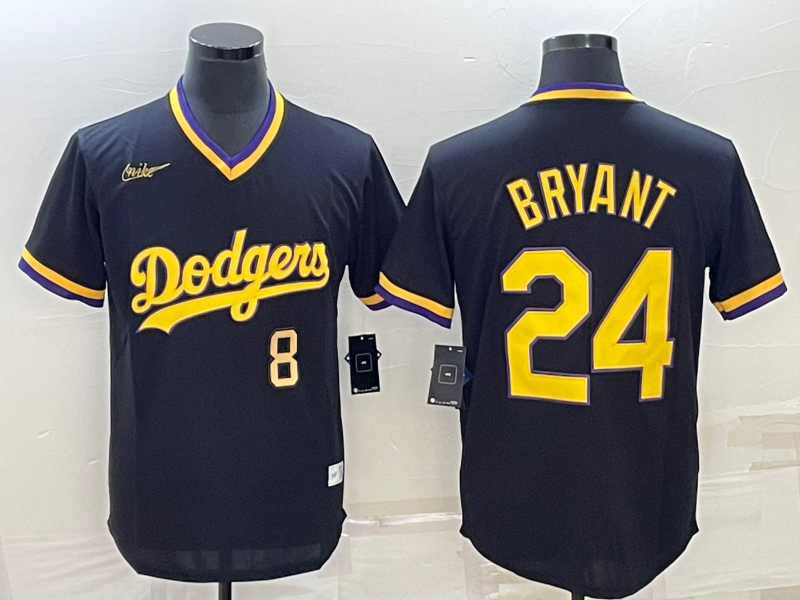 Men's Los Angeles Dodgers Kris Bryant #8/24 Black Alternate Replica Team Jersey
