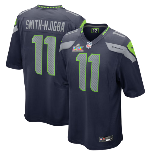 Men's Seattle Seahawks Jaxon Smith-Njigba Nike College Navy Super Bowl LX Patch Game Jersey