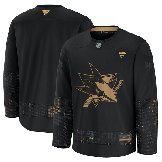 Men's San Jose Sharks Black 2024 Military Appreciation Practice Blank Jersey