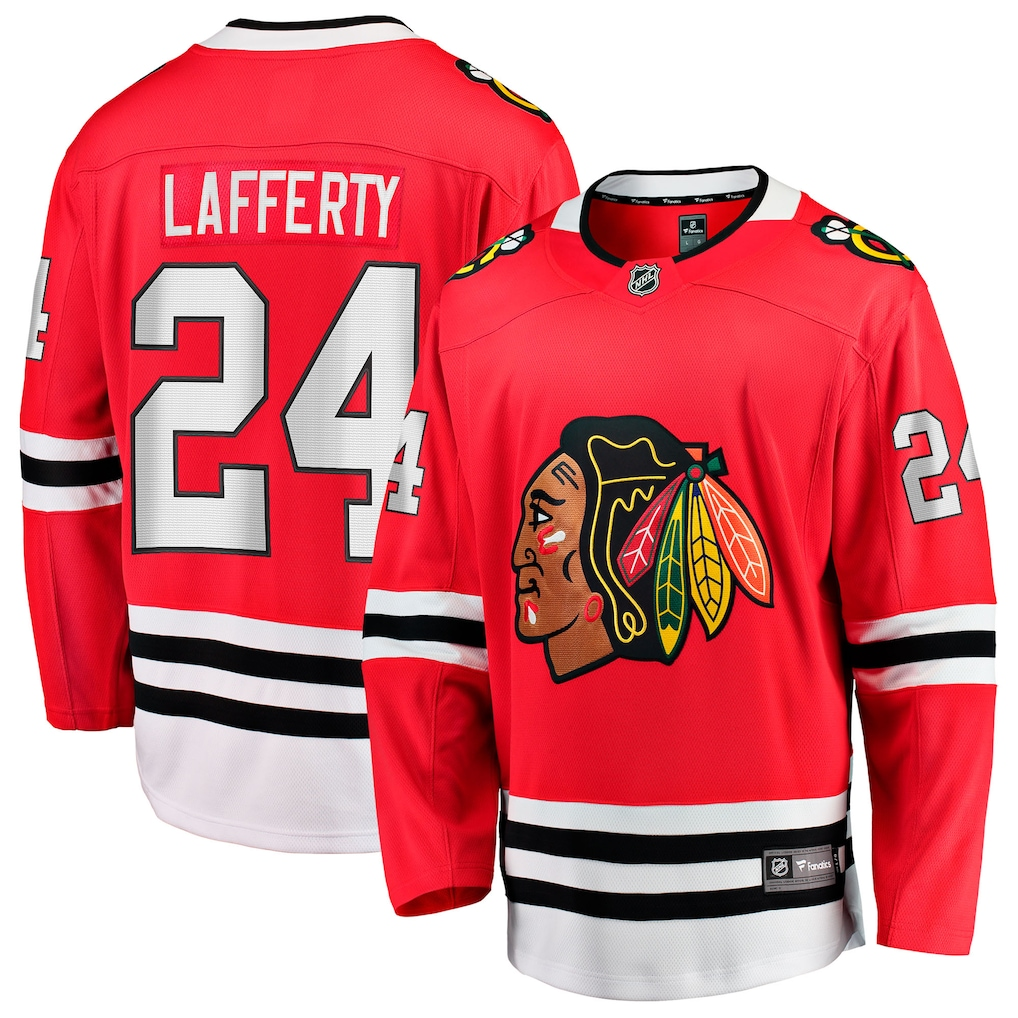 Men's Chicago Blackhawks Sam Lafferty #24  Red Home Breakaway Jersey