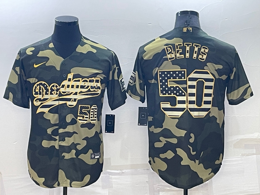 Men's Los Angeles Dodgers Mookie Betts #50 Camouflage Replica Baseball Jersey