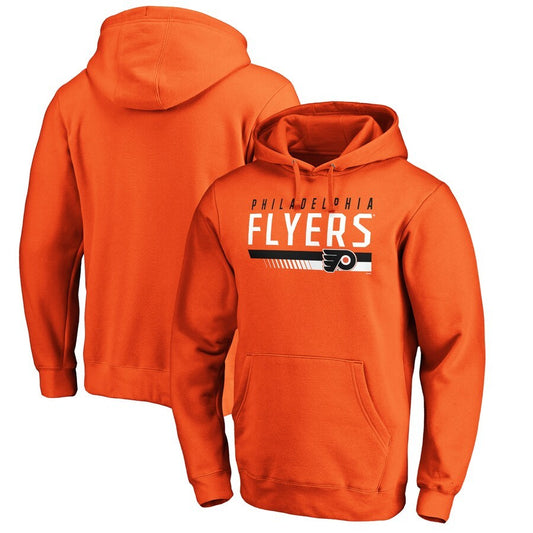 Men's Branded Orange Philadelphia Flyers Staggered Stripe Pullover Hoodie