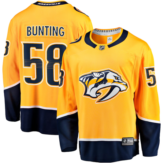 Men's Nashville Predators Michael Bunting #58  Gold Home Breakaway Jersey