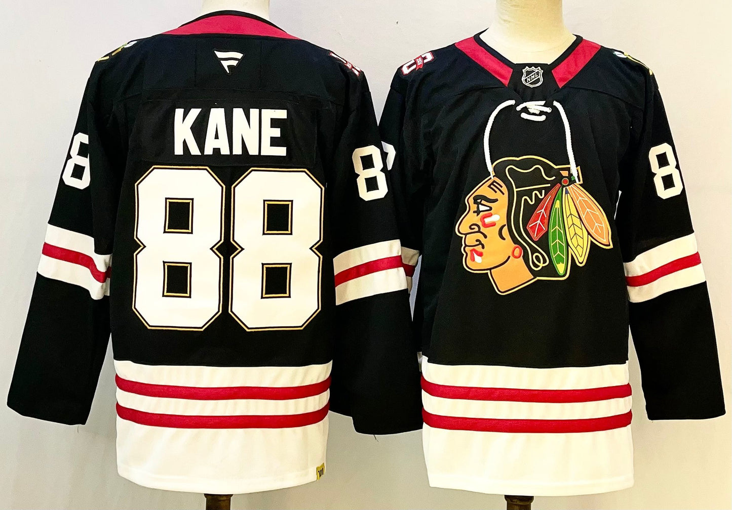 Men's Chicago Blackhawks Patrick Kane #88  Black Premium Player Jersey