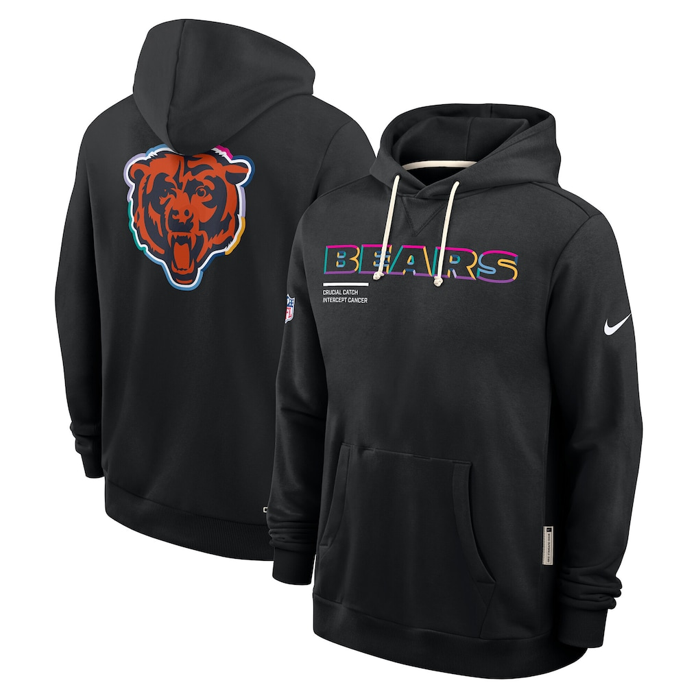 Men's Chicago Bears Nike Black Tall 2025 NFL Crucial Catch Sideline Standard Issue Dri-FIT Hoodie