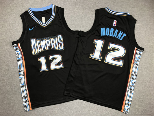 Youth Ja Morant Memphis Grizzlies #12 City Edition Embroidered Jersey