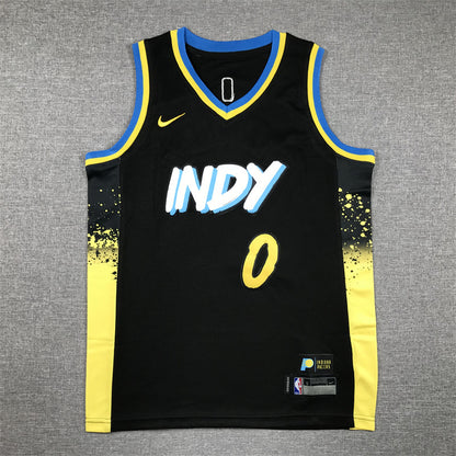 Youth Tyrese Haliburton Indiana Pacers #0 City Edition Embroidered  Jersey