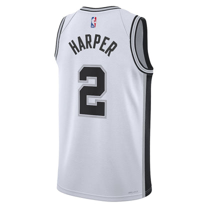 San Antonio Spurs Nike Association Edition Swingman Jersey NBA 2025 First Round Draft Pick - White - Dylan Harper - Unisex