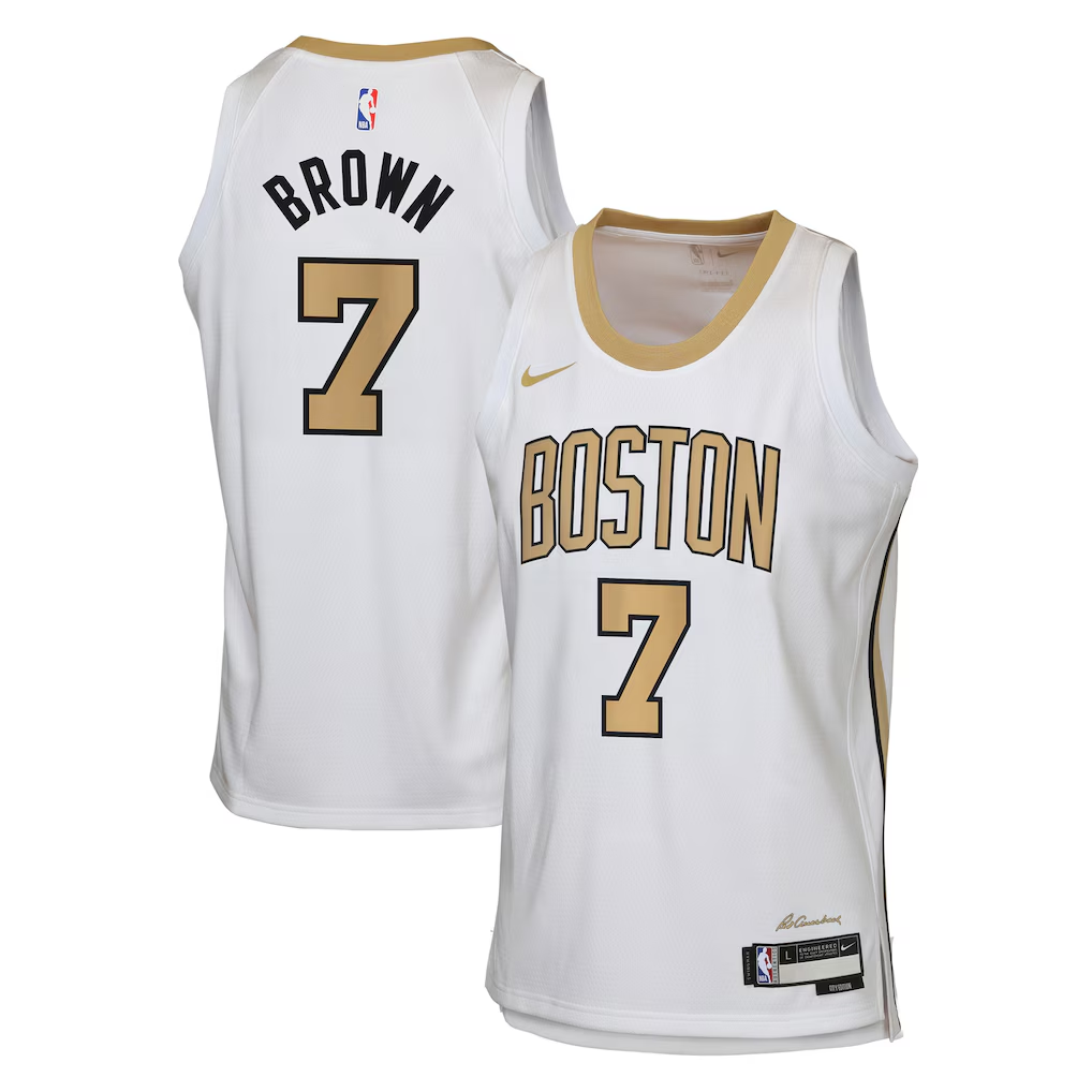 Youth Boston Celtics Jaylen Brown Nike White 2025/26 City Edition Swingman Jersey