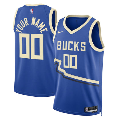 Unisex Milwaukee Bucks  Royal 2024/25 Custom Swingman Jersey - City Edition