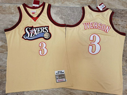 Allen Iverson Philadelphia 76ers 3 gold MN