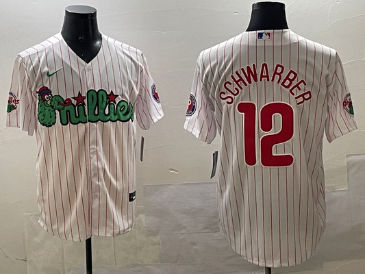 Men's Philadelphia Phillies Kyle Schwarber #12 White Replica Team Jersey