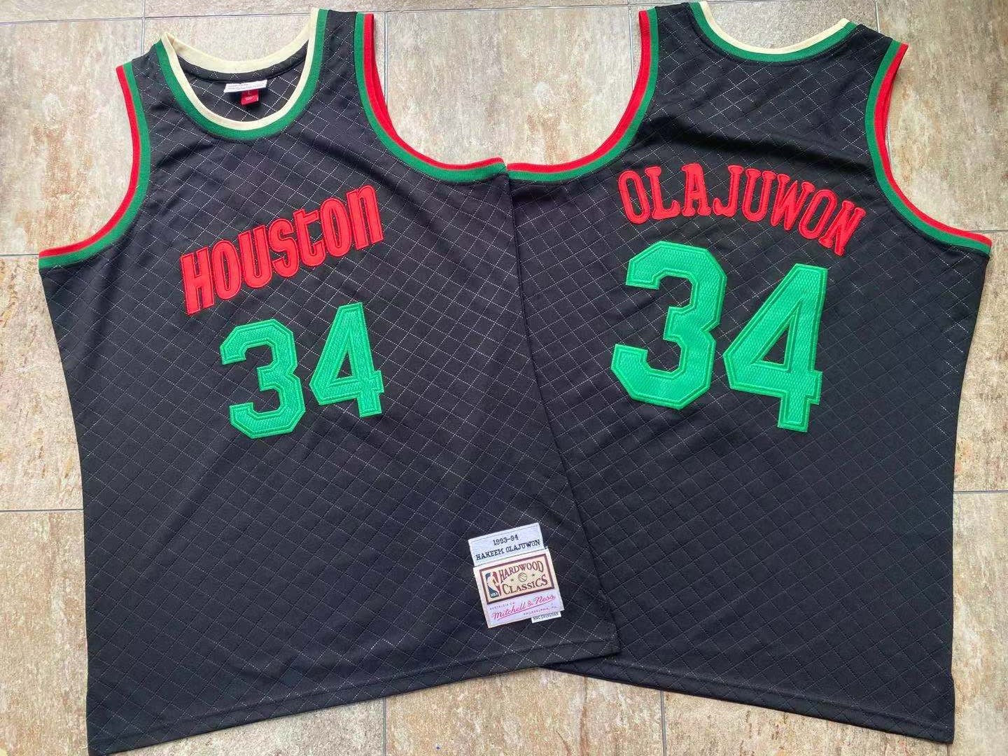 Houston Rockets  #34 Olajuwon Black MN